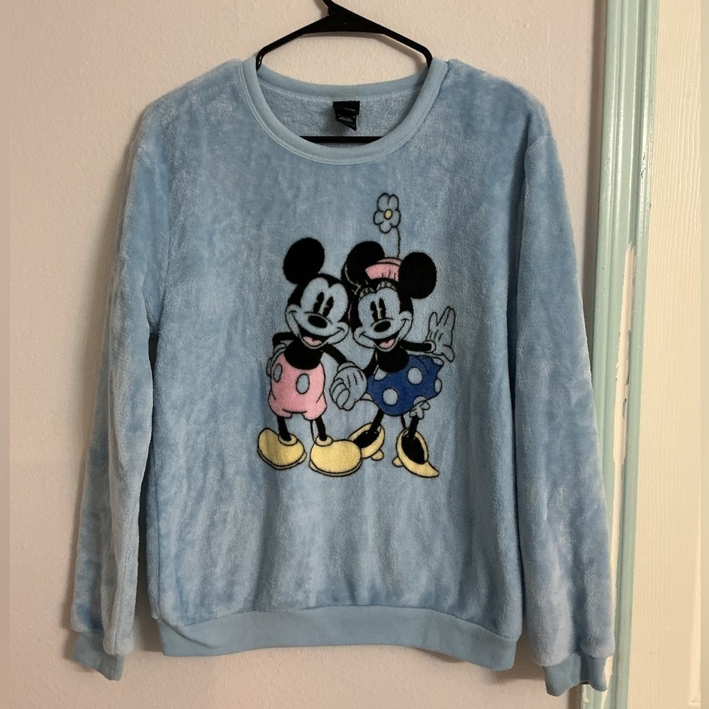 Disney Kids Blue Fleece Sweater with Mickey and Minnie